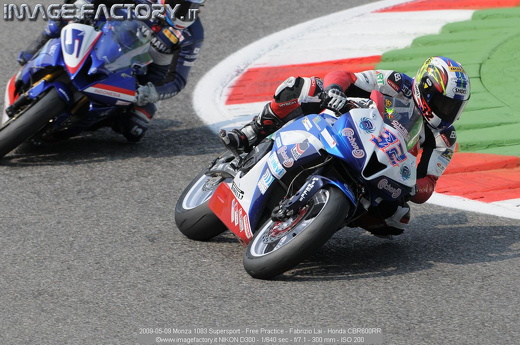 2009-05-09 Monza 1083 Supersport - Free Practice - Fabrizio Lai - Honda CBR600RR